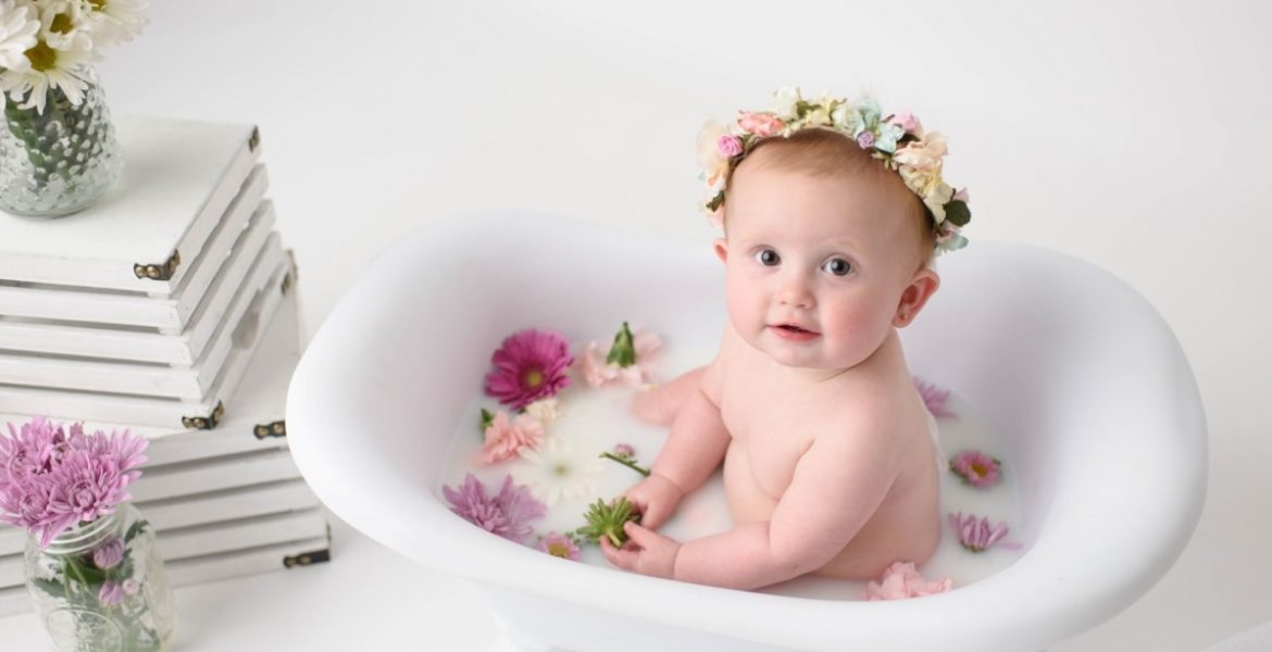Milk bath baby