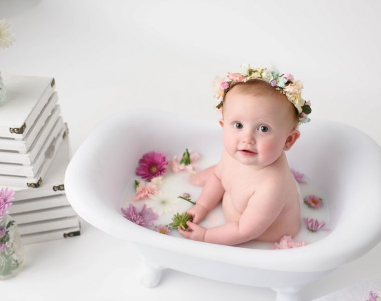 Milk bath baby