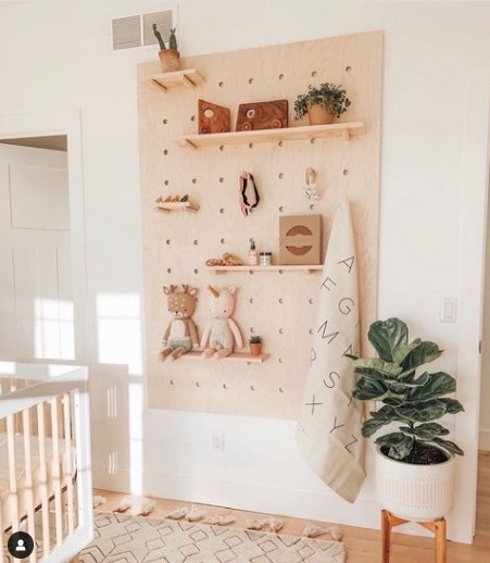 Pegboard Backdrop Nursery Shelf Pegboard Backdrop Nursery Shelf