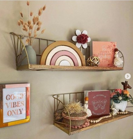 Wood and Metal Nursery Shelf Wood and Metal Nursery Shelf