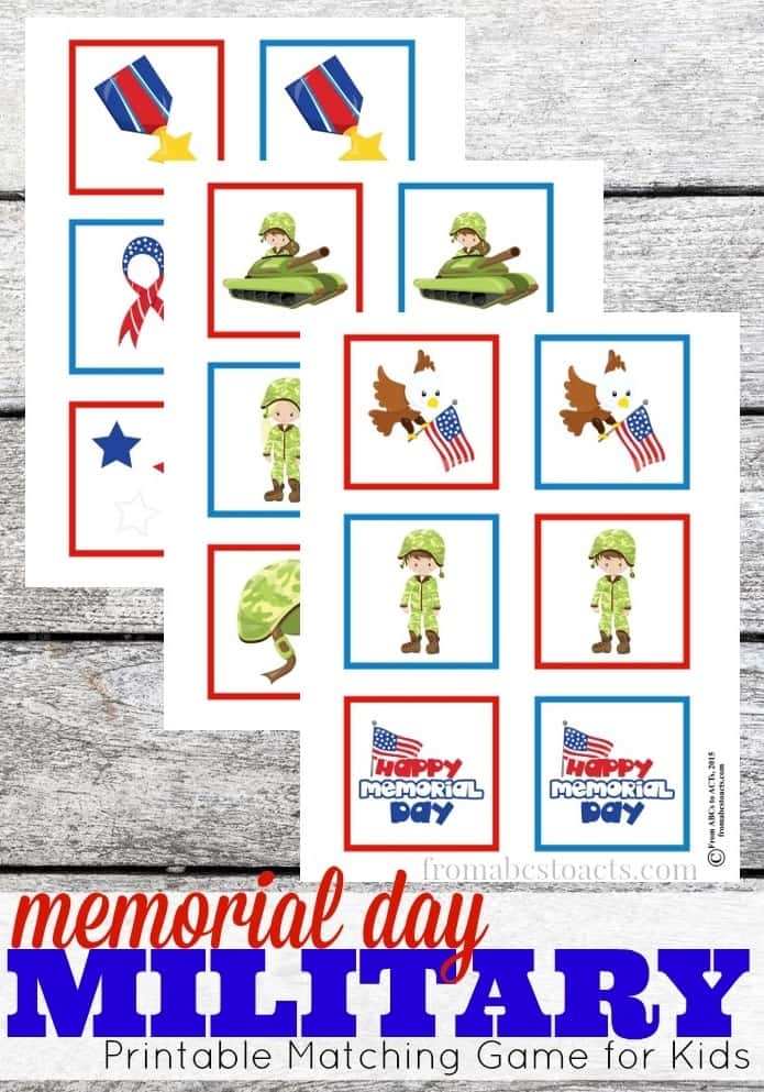 Military matching game to learn more about Veterans Day