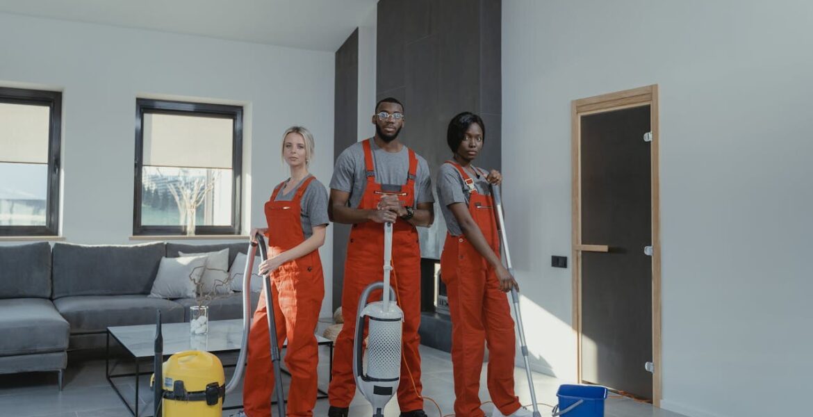 Professional Cleaning Crew Symbolizing Tech Enabled Home Maintenance Planning