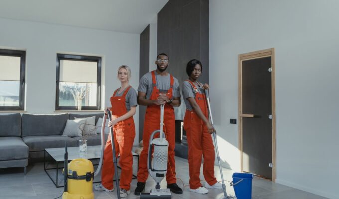 Professional Cleaning Crew Symbolizing Tech Enabled Home Maintenance Planning