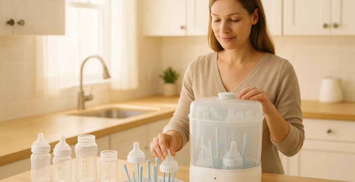 Sterilizing baby bottles & feeding gear safely at home