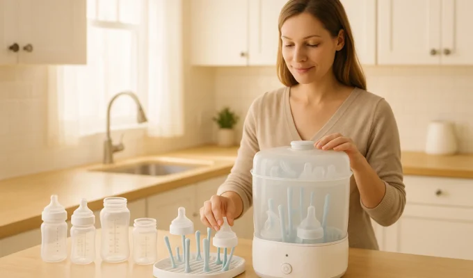 Sterilizing baby bottles & feeding gear safely at home