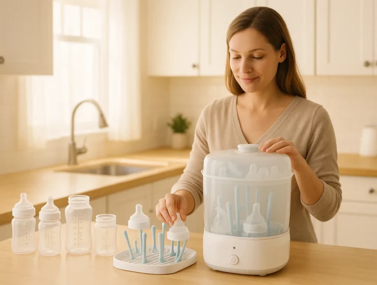 Sterilizing baby bottles & feeding gear safely at home