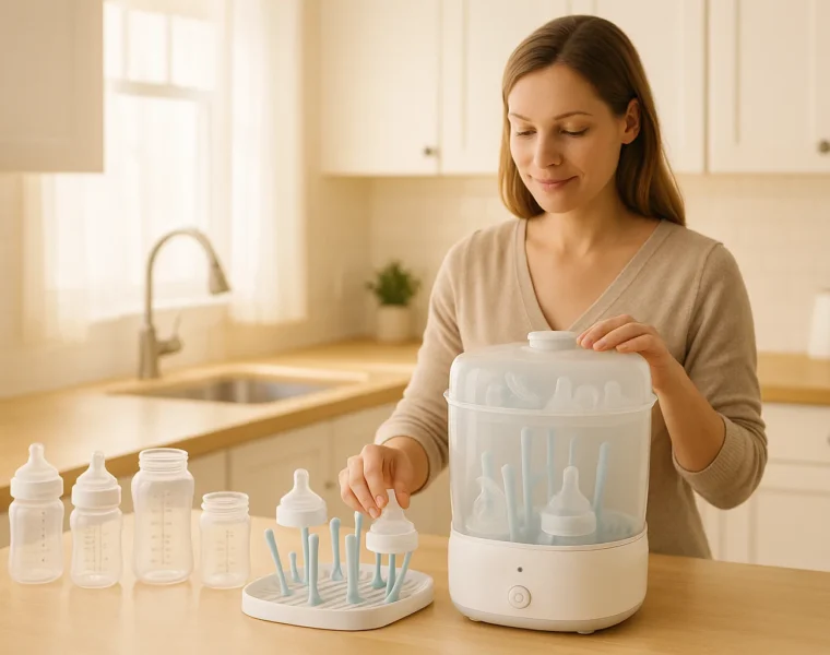 Sterilizing baby bottles & feeding gear safely at home